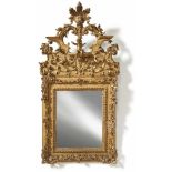 Regence-Spiegel Frankreich, 18. Jh. Hochrechteckiger Spiegel, schauseitig, teils durchbrochen