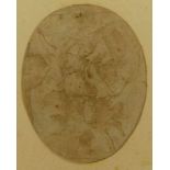 Diana mit Köcher und Bogen Bologna, 17. Jh. Feder in Braun, laviert, auf Papier. 14 x 10,7 cm; oval;