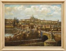 Tomec, Heinrich (Jindrich) Blick auf die Karlsbrücke in Prag mit dem Hradschin im Hintergrund (