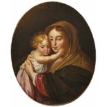 Ovale Madonnendarstellung Holland, 17. Jh. Öl/Lwd., doubl. 72 x 58,5 cm; unger. - Krakeluren.