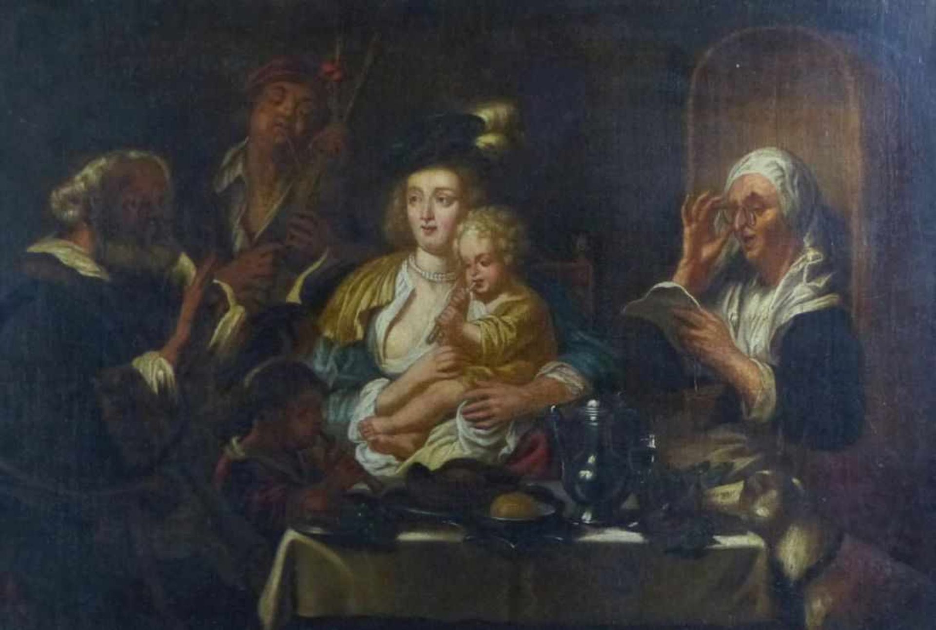 Jordaens, Jacob - Kopie nach Interieur mit musizierender Großfamilie (Antwerpen 1593-1678 ebd.) Öl/