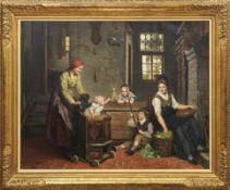 Heyermans, Jean-Arnould Genreszene mit spielenden Kindern und Mutter bei der Arbeit (Rotterdam