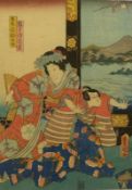 Kunisada, Utagawa Paar in Interieur mit Blick in Landschaft (Katsushika 1786-1865 Edo)