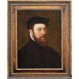 Bildnis eines wohlhabenden Herren Flämischer Meister des 16. Jahrhunderts Öl/Holz, parkettiert. 61 x