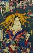 Utagawa Kunisada (Toyokuni III.) Schönheit mit Blütenzweig (Katsushika 1786-1865 Edo)