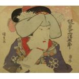 Utagawa Kunisada (Toyokuni III.) Schauspielerbildnis (Katsushika 1786-1865 Edo) Farbholzschnitt.
