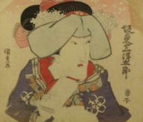 Utagawa Kunisada (Toyokuni III.) Schauspielerbildnis (Katsushika 1786-1865 Edo) Farbholzschnitt.