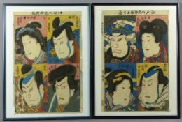 Utagawa Kunisada (Toyokuni III.) Acht Schauspieler-Portraits (Katsushika 1786-1865 Edo) Je vier