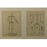 Bénard, Robert Zwei Stiche mit Akademiefiguren, sog. Mannequins (Paris 1734 geb.) "Dessein,