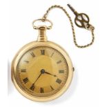 Eardley-Norton-Spindeltaschenuhr mit Uhrengehäuse London, E. 18. Jh. Runde Form, goldenes