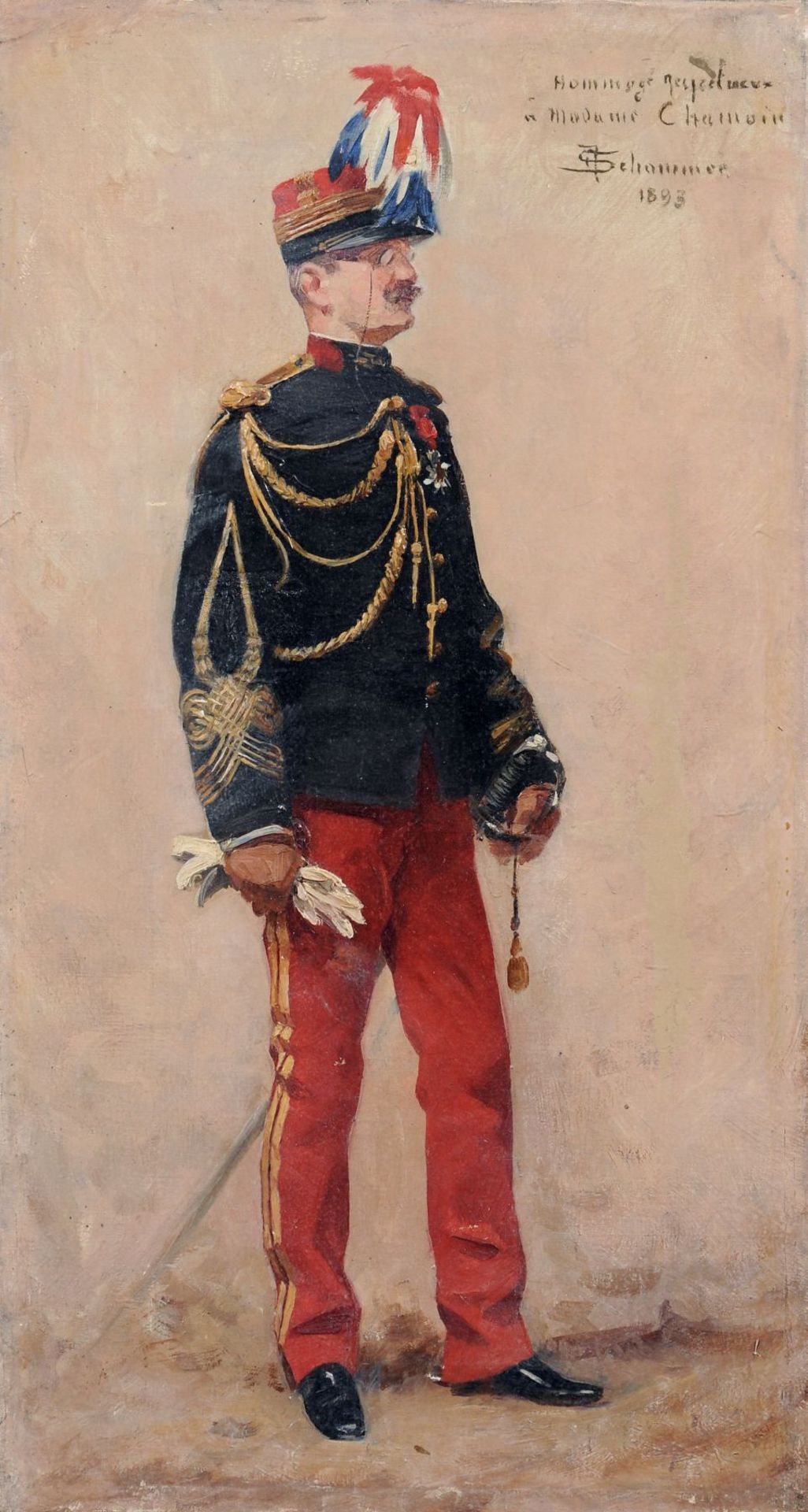 François Schommer, Kavallerist. 1893. Öl auf Leinwand. Ligiert signiert "Fschommer" und datiert o.