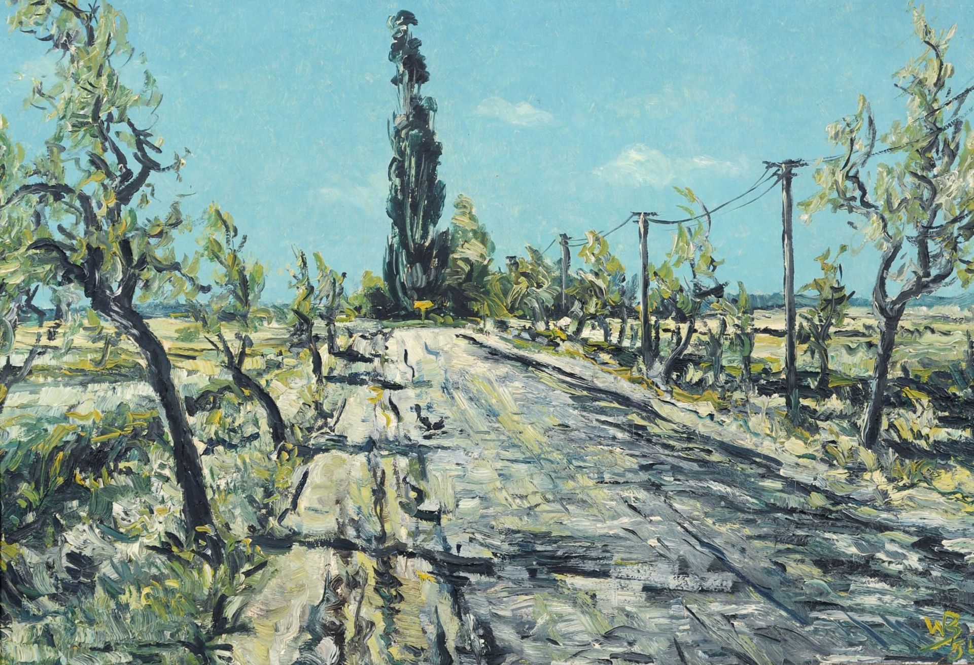 Walter Bodenthal, Frühling im Park / "Alte Landstraße mit Obstbäumen". 1958 /1959. Öl auf - Bild 2 aus 2