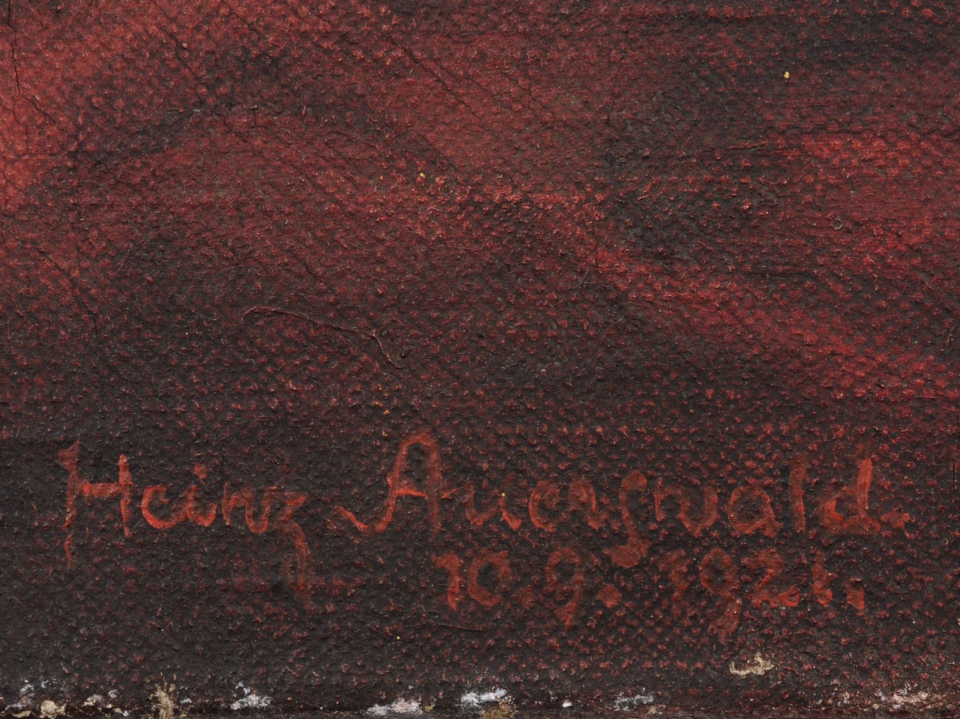 Heinz Auerswald, Paar mit Trinkschale im Abendrot. 1924. Öl auf Leinwand. Signiert "Heinz Auerswald" - Bild 2 aus 3