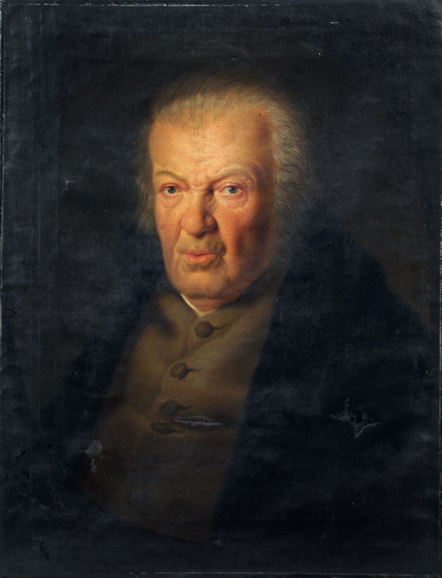 Thüringer Künstler, Bildnis des Ronneburger Hofuhrmachers Georg Barth. Vor 1822. Öl auf Leinwand.