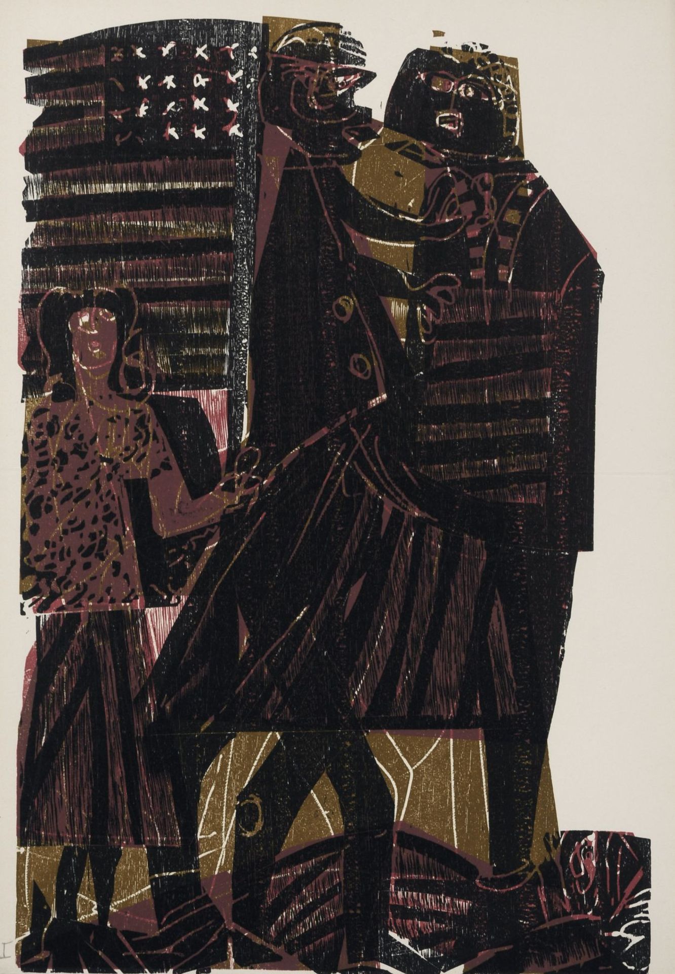HAP Grieshaber, Fünf Arbeiten aus der Folge "The Lord's black Nightingale". 1964. Farbholzschnitte