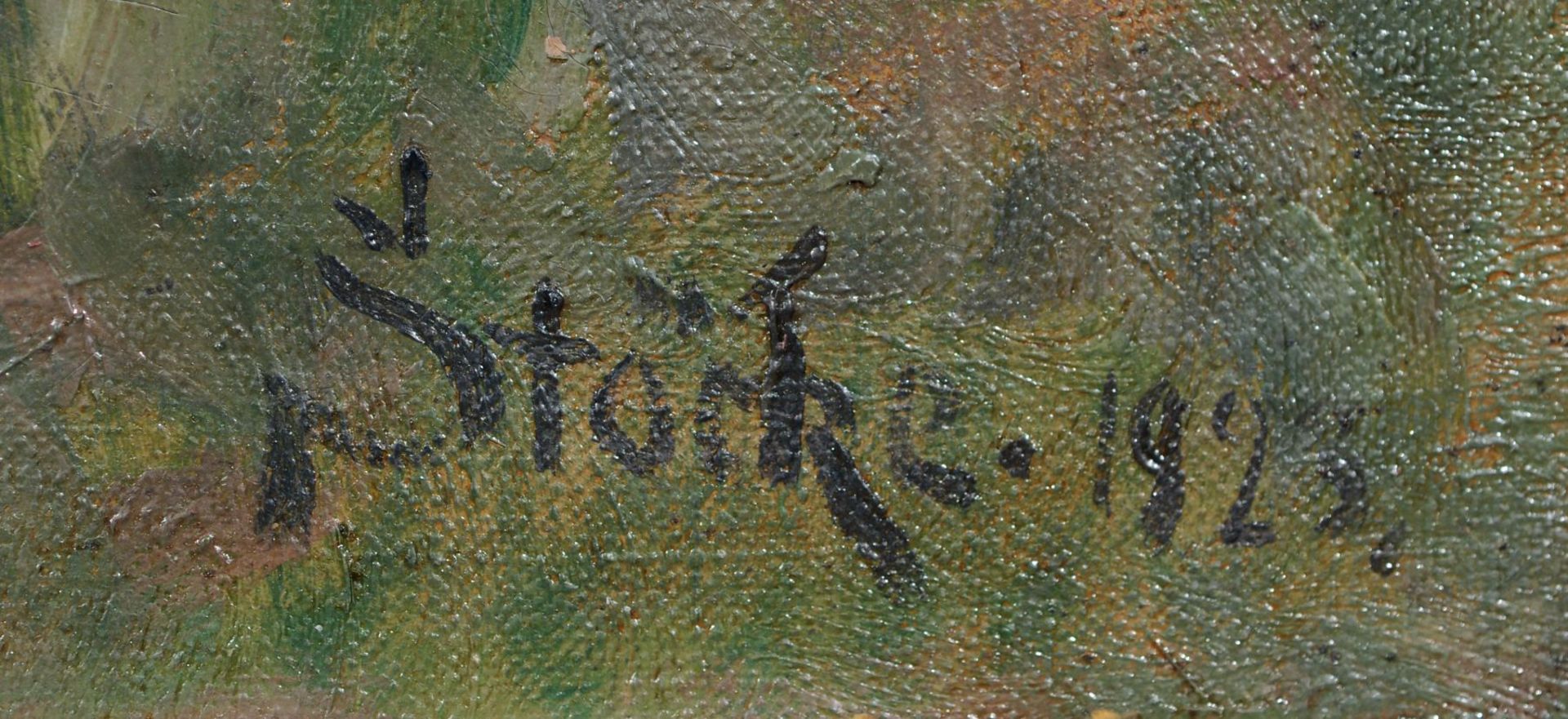 Alfred Stöcke, Kutschfahrt im Grünen. 1923. Öl auf Leinwand. Signiert "Stöcke" und datiert u.re. - Bild 2 aus 2