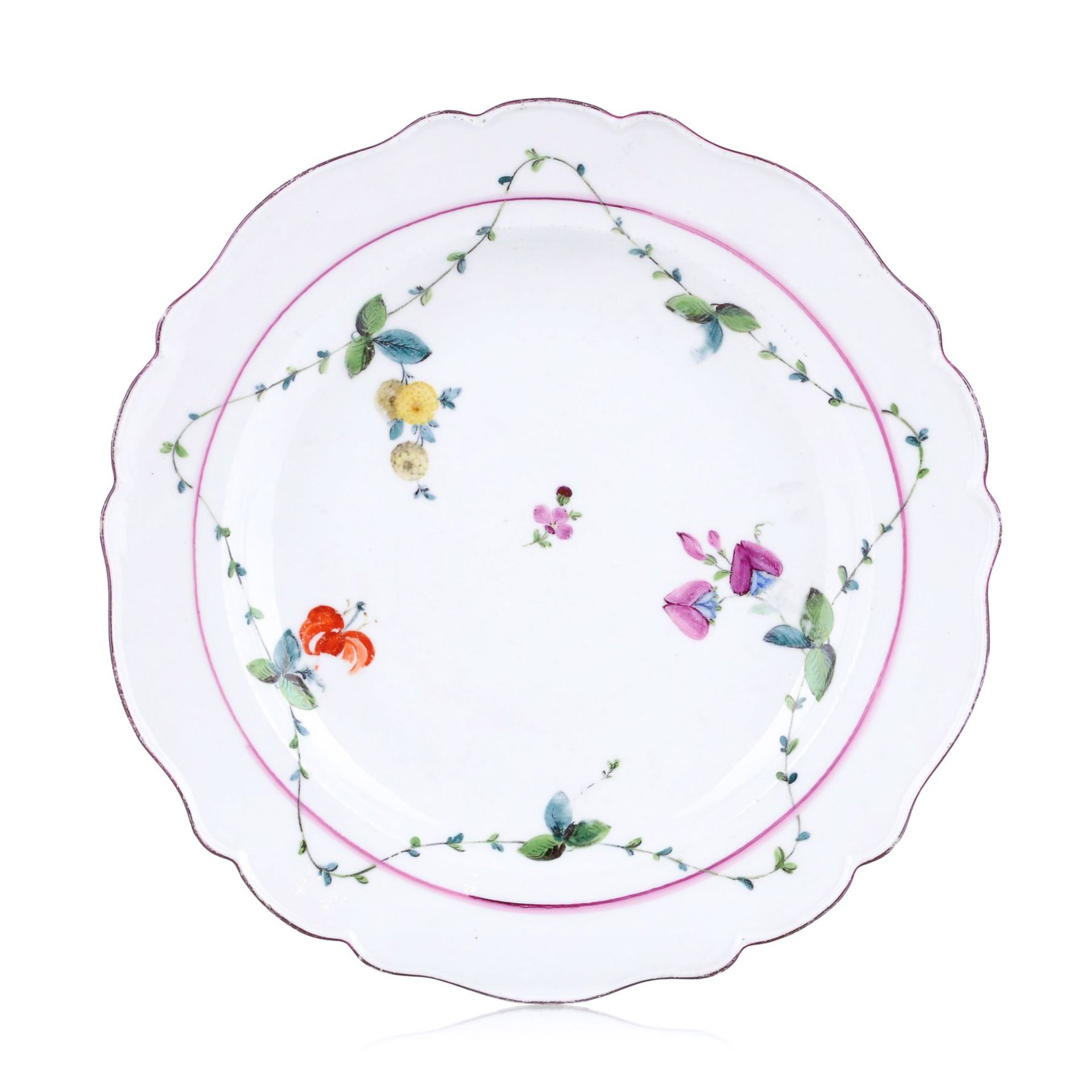 Teller "Blütengirlande". Meissen. 1774 -1814. Porzellan, glasiert und in polychromen Aufglasurfarben