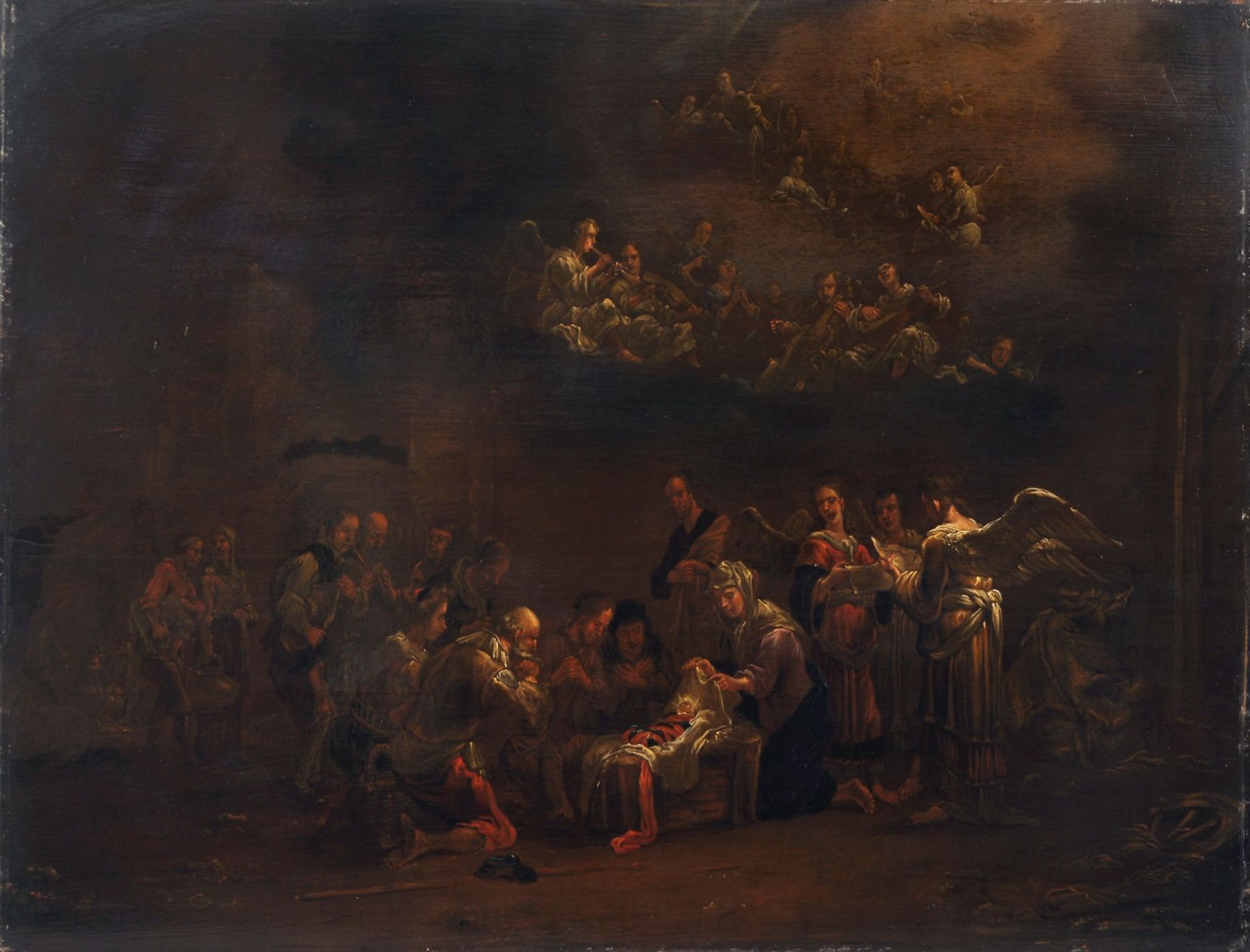 Pieter Pietersz. III Vromans (zugeschr.), Die Heilige Nacht. 2. Viertel 17. Jh. Öl auf Holz.