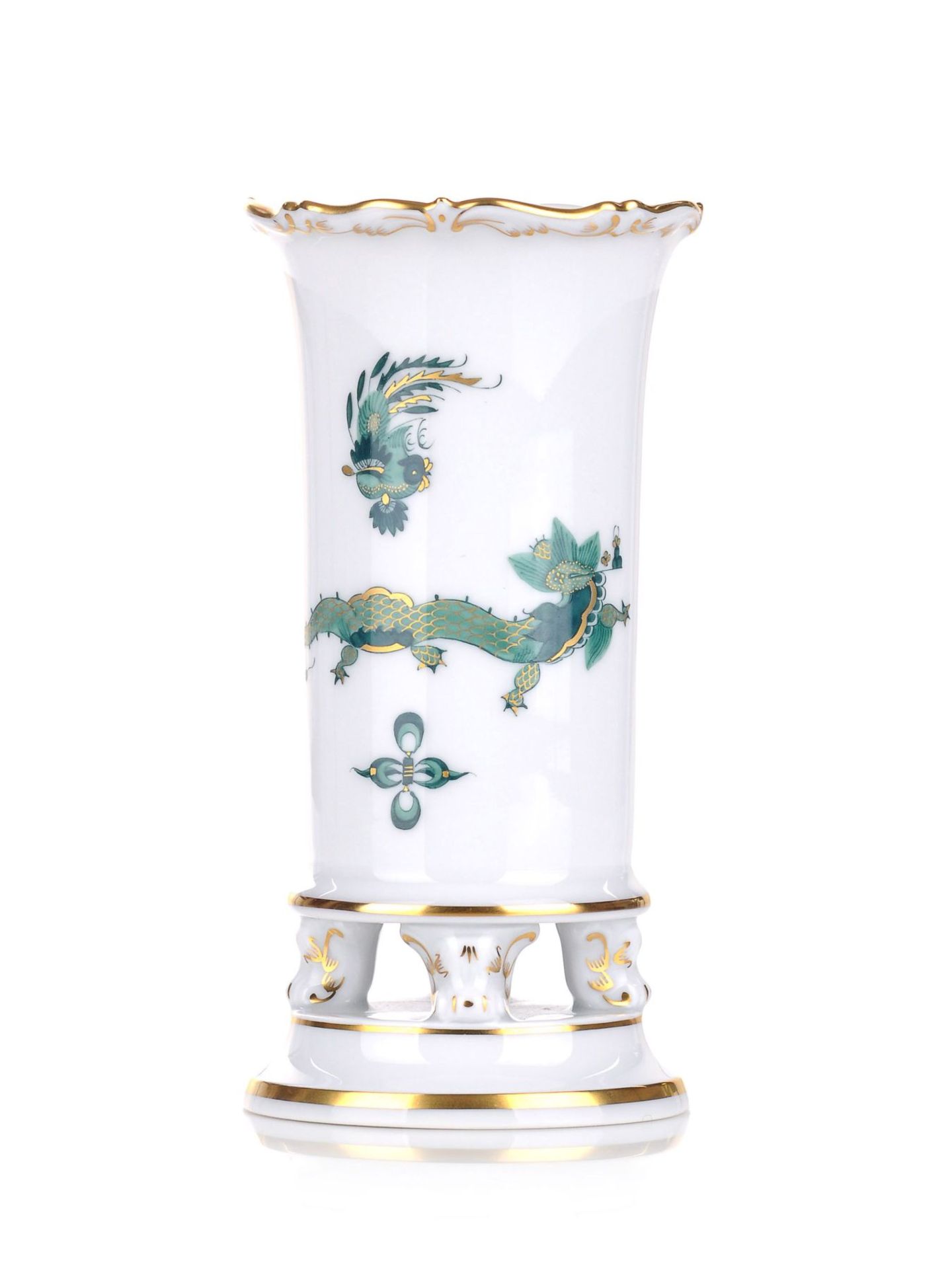 Kleine Vase "Reicher Drache, grün". Meissen. 1950. Porzellan, glasiert und in polychromen - Bild 2 aus 2