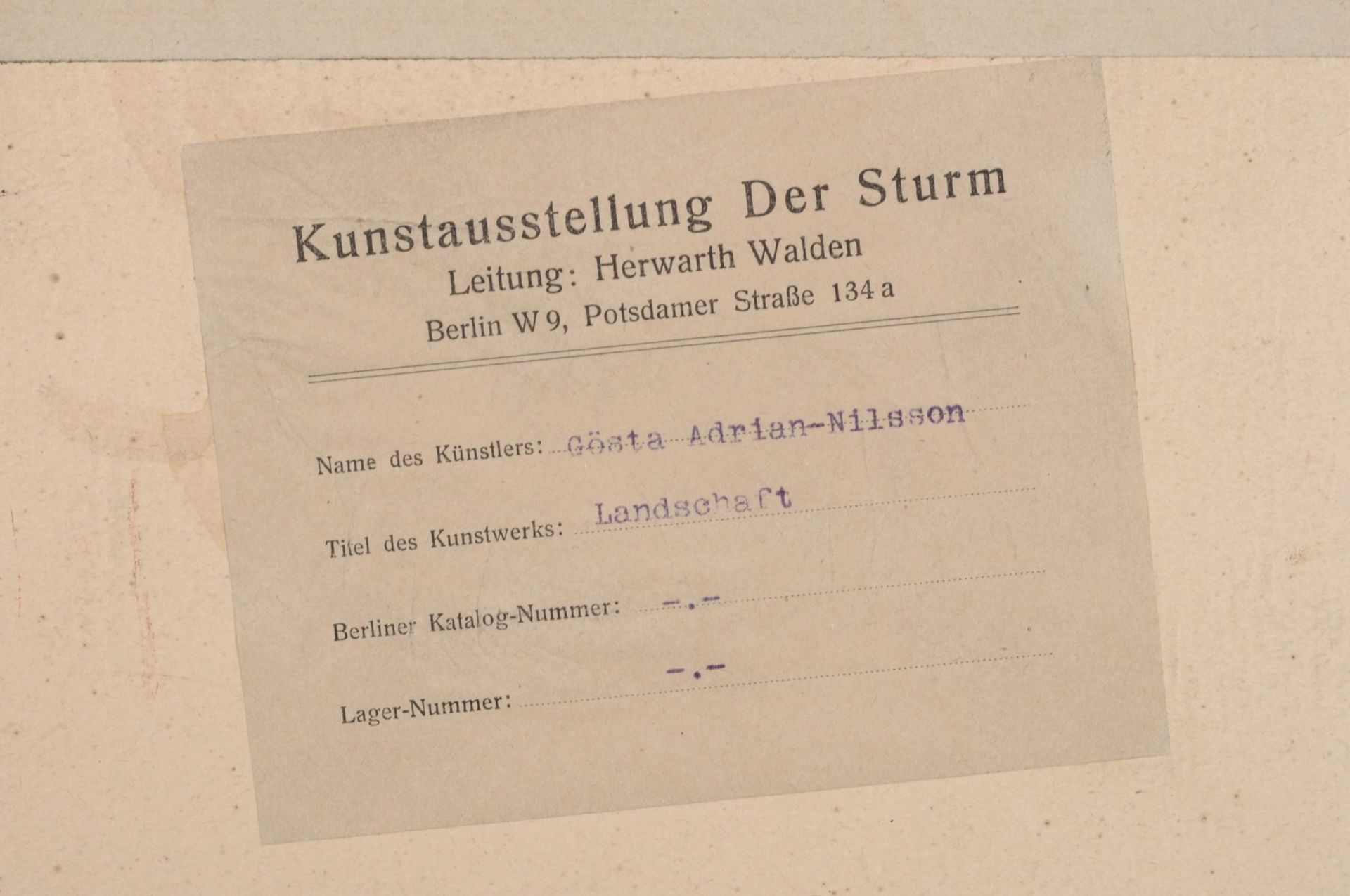 Gösta Adrian-Nilsson "Landschaft" (Marine in Halmstad). 1917. Aquarell über Grafit auf Torchon, - Bild 2 aus 2