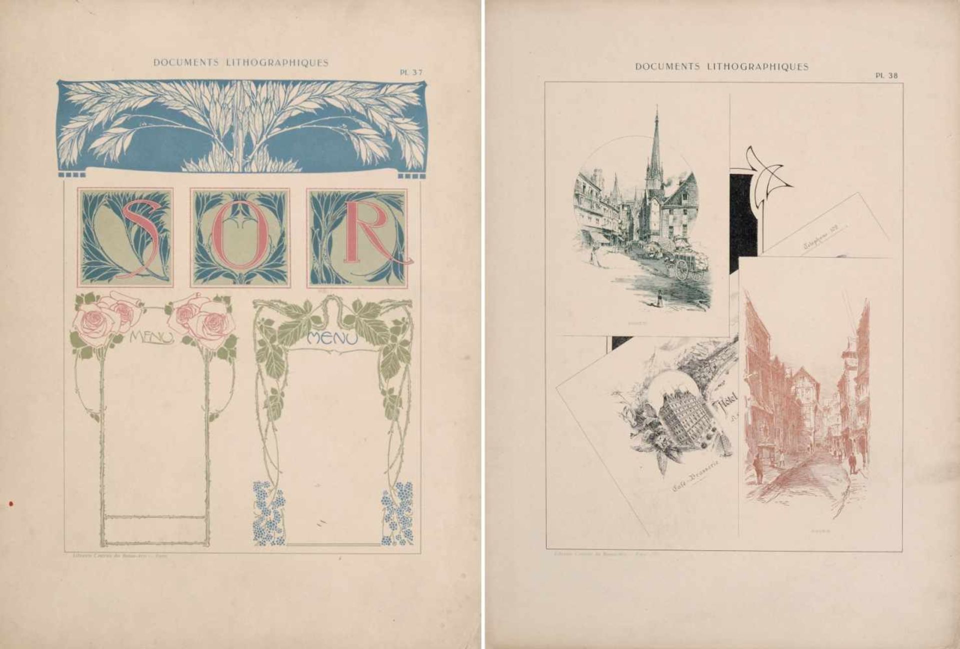 Alphonse Mucha und andere französische Künstler "Documents Lithographiques". Um 1900. Lithografien - Bild 23 aus 24