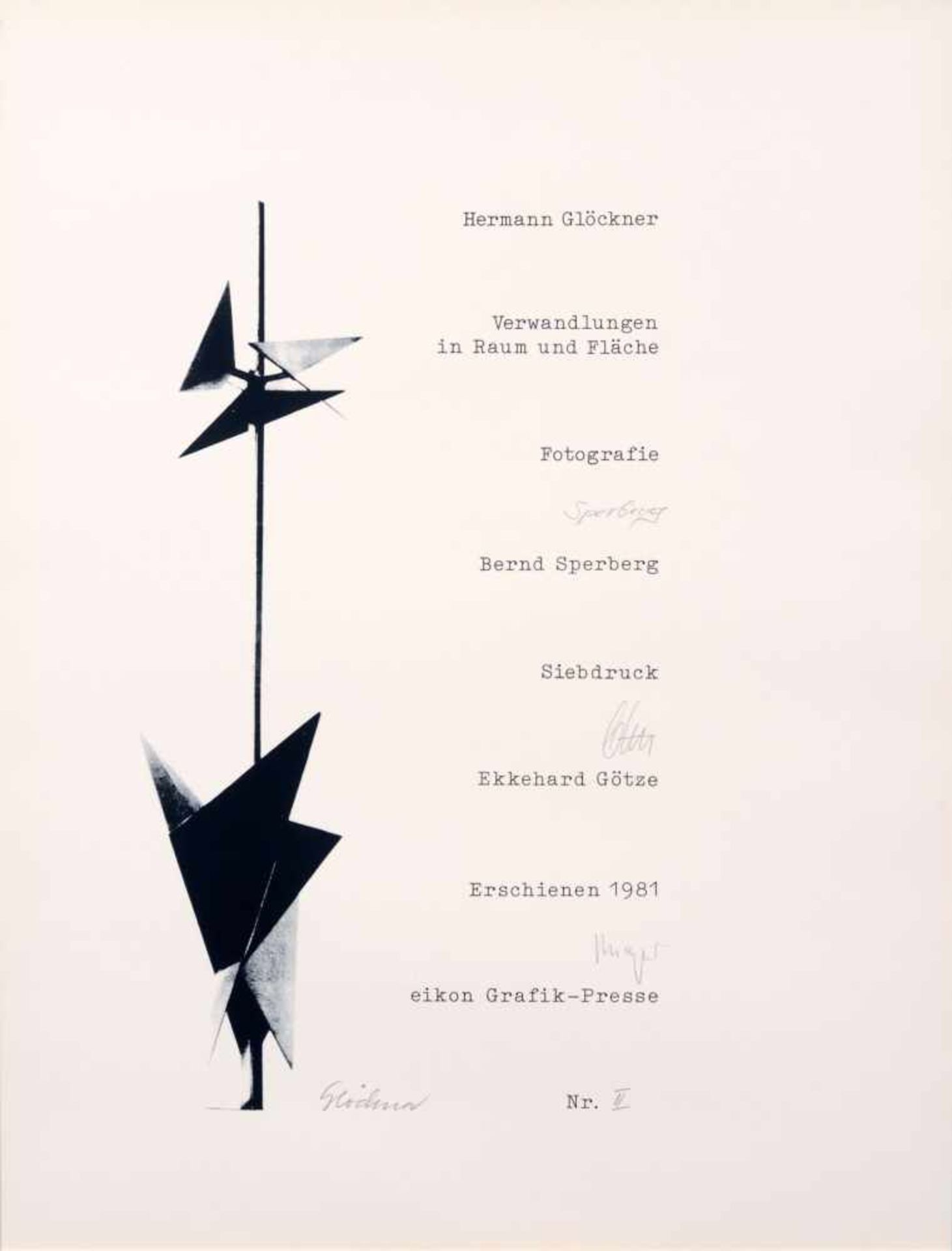Hermann Glöckner "Verwandlungen in Raum und Fläche". 1980/1981. Mappe mit 17 experimentellen