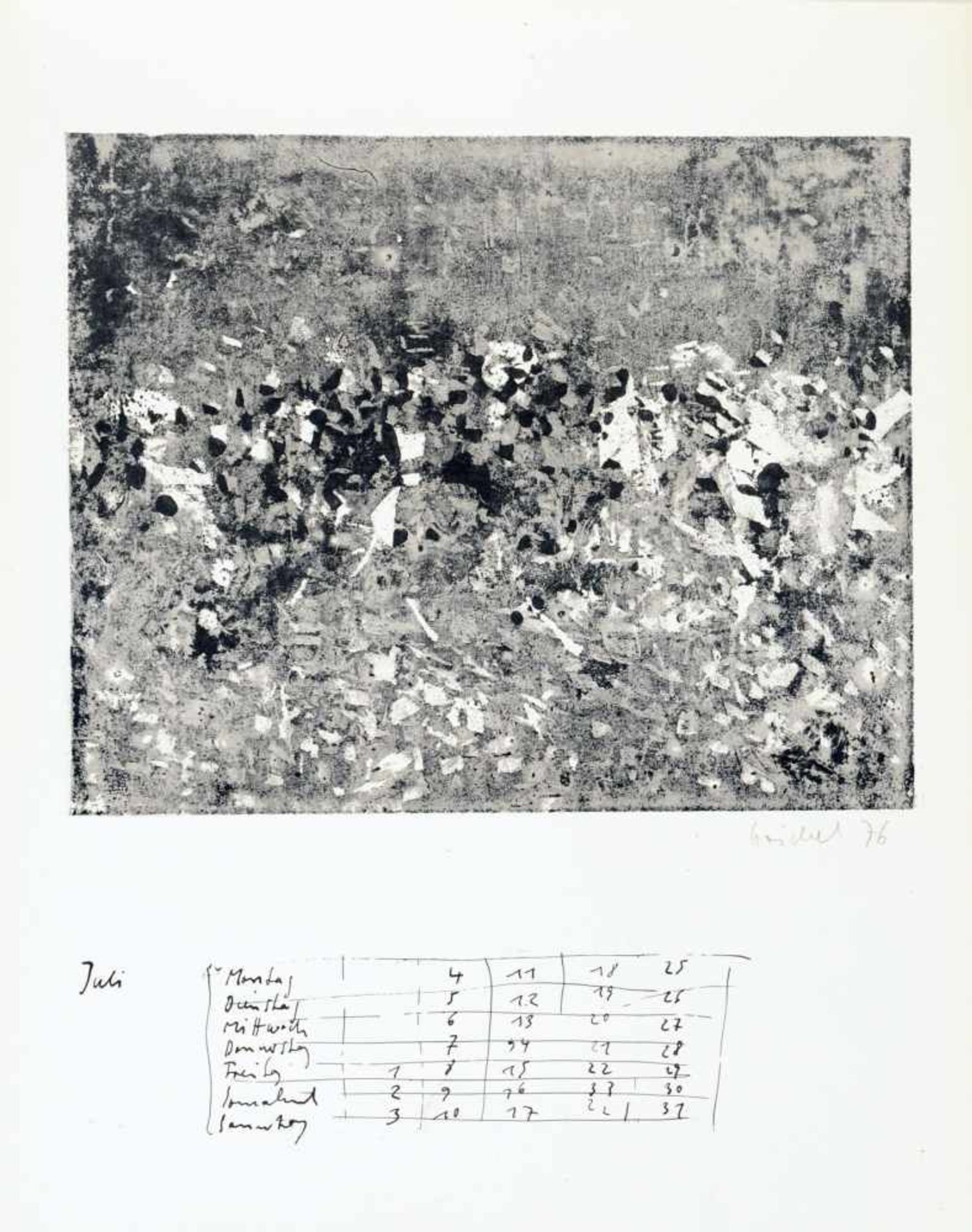 Verschiedene Künstler "Original Graphik-Kalender". 1977. Lithografien. Künstlerkalender mit zwölf - Bild 8 aus 17