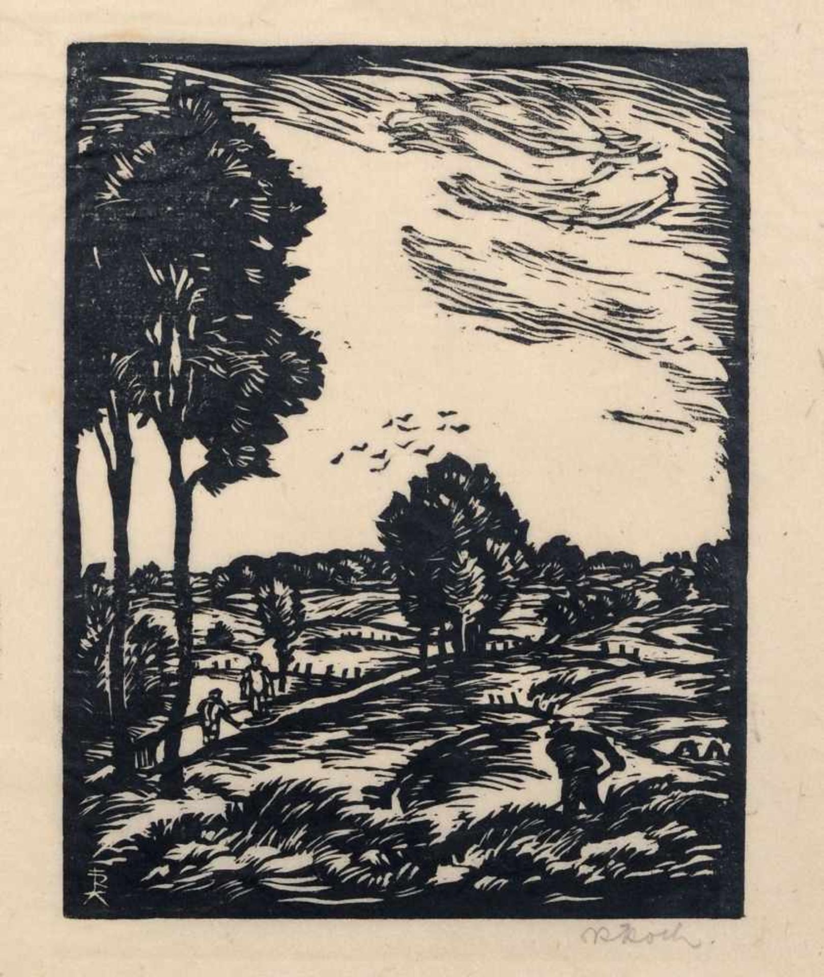 Rudolf Koch "Sommer" / "Wanderer" / "Osterfeuer" / "Frühling" / "Ausblick" / " Brückensteg".