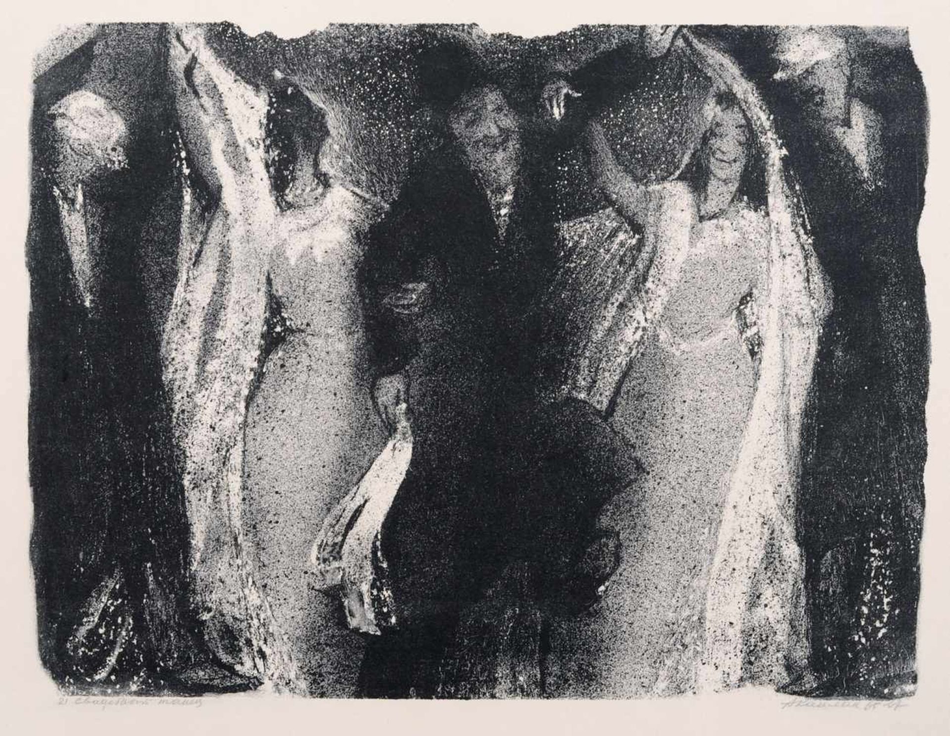 Anatoli Kaplan "Hochzeitstanz". 1967. Lithografie auf Velin. In Blei unterhalb der Darstellung re.