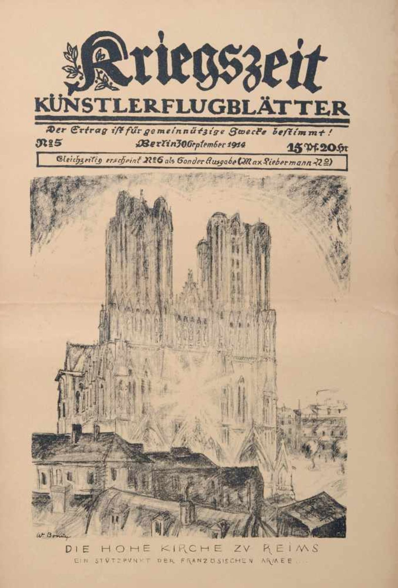 Verschiedene Künstler, Paul Cassirer (Hrsg.) "Kriegszeit" Heft No. 5, 30. September 1914.