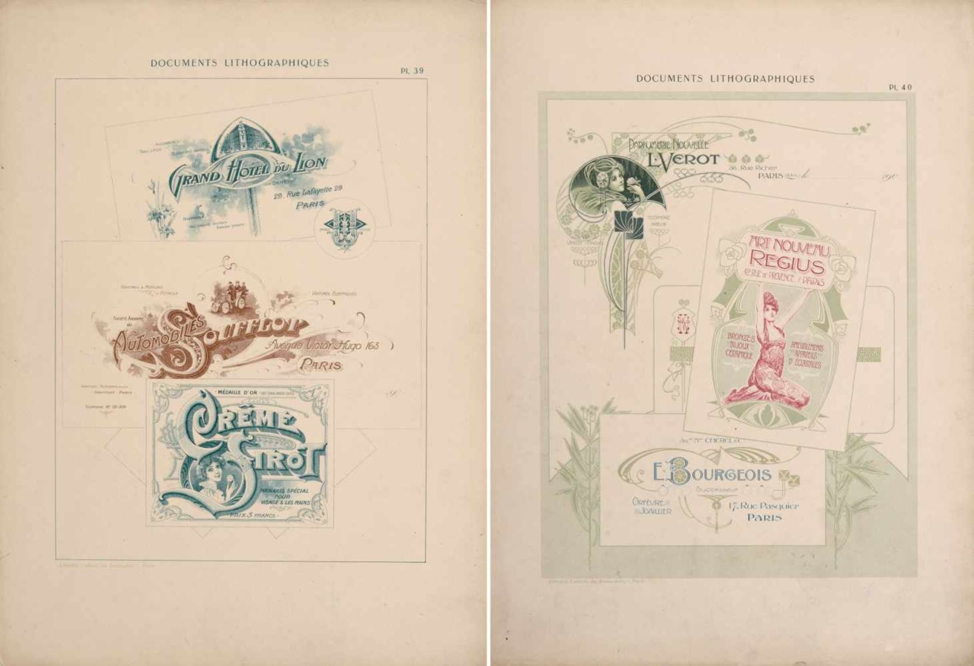 Alphonse Mucha und andere französische Künstler "Documents Lithographiques". Um 1900. Lithografien - Bild 24 aus 24