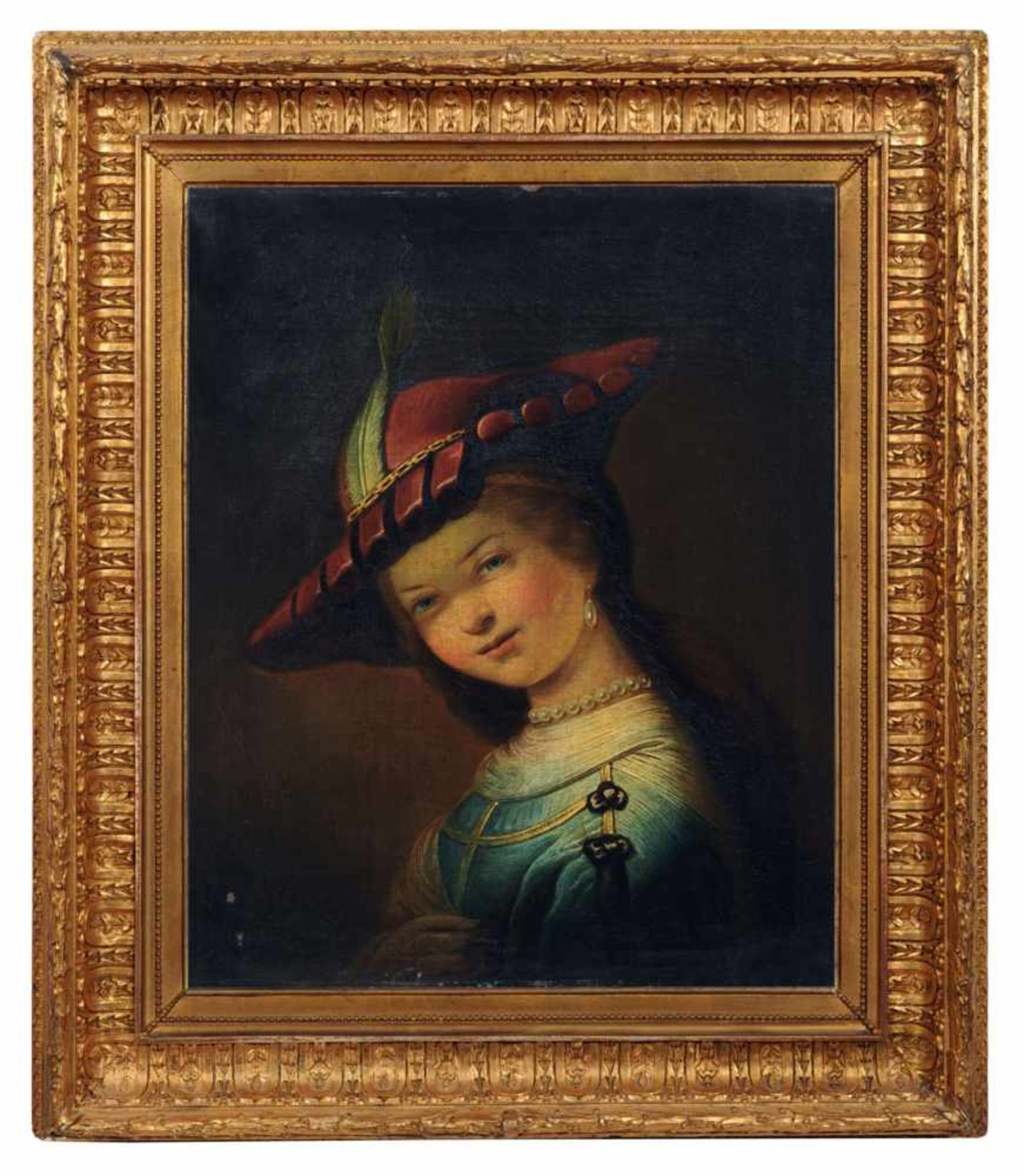 Deutscher Künstler, Mädchenporträt in der Manier Rembrandt van Rijns "Saskia van Uylenburgh als - Bild 4 aus 4