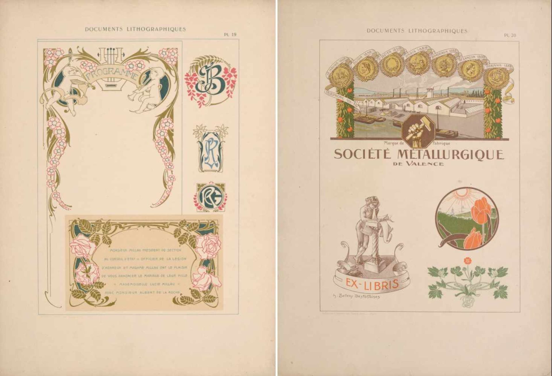 Alphonse Mucha und andere französische Künstler "Documents Lithographiques". Um 1900. Lithografien - Bild 13 aus 24