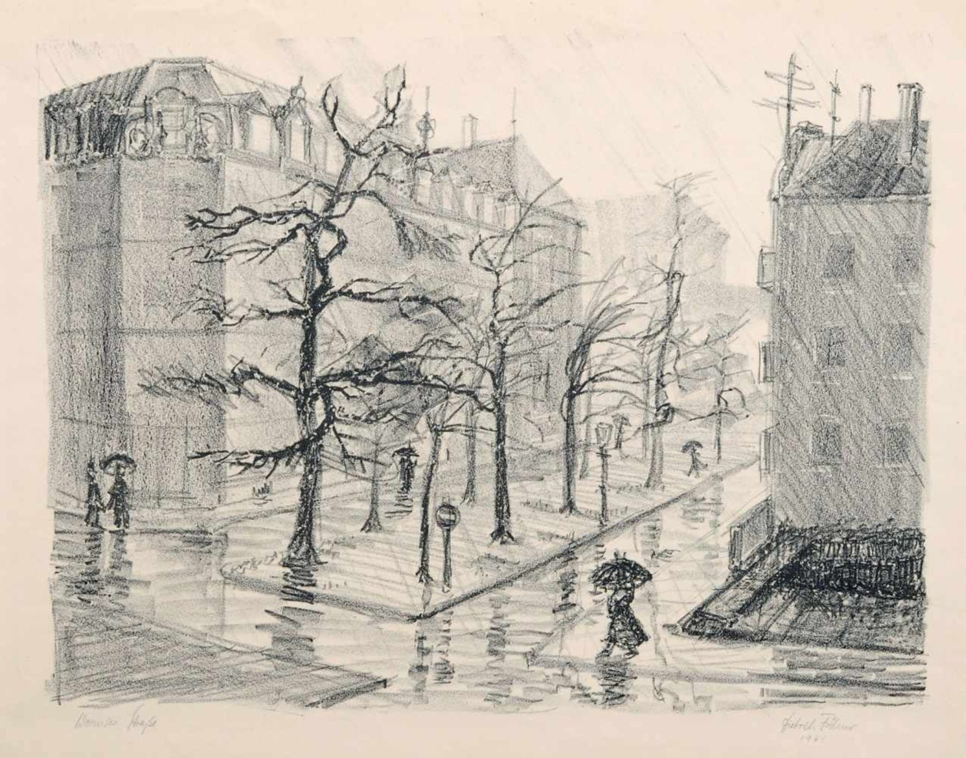 Dietrich Fröhner "Wormser Straße" (Dresden) / "Loschwitzbrücke Dresden". 1961 /1962. - Bild 2 aus 2