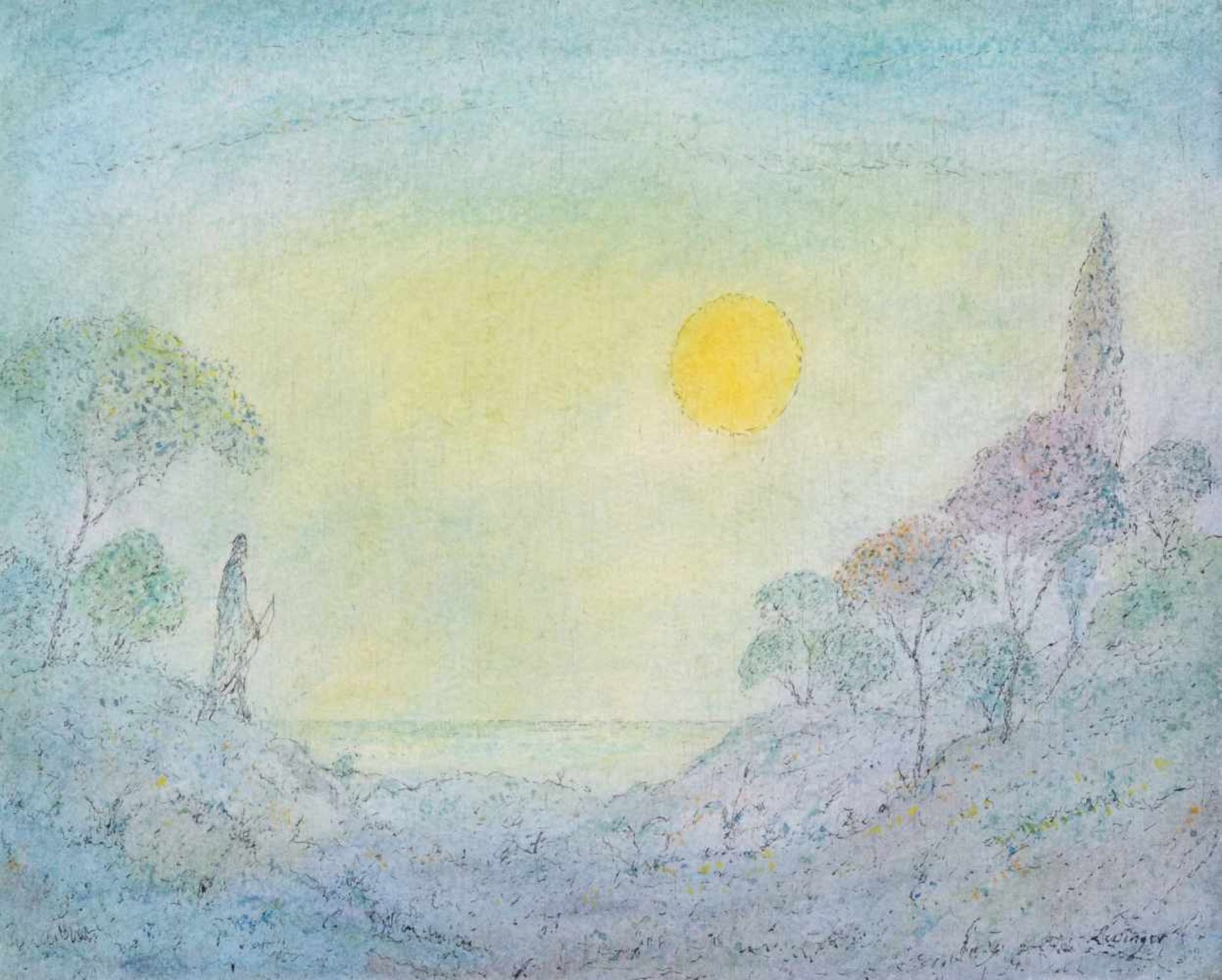 Ernst Lewinger "Achill auf Skyros". 1969. Aquarell und Federzeichnung in Tusche. U.re. in Tusche