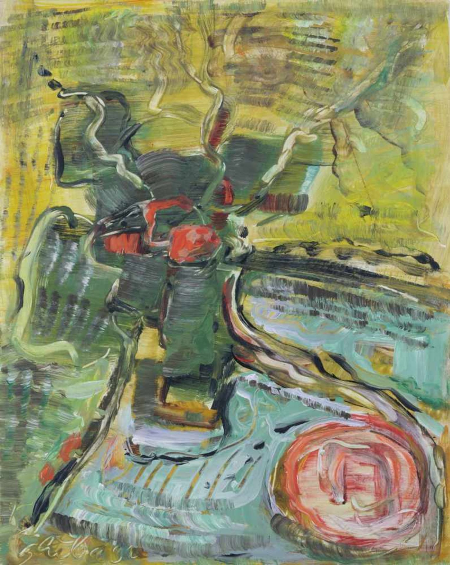 Ansgar Skiba, Landkarte. 1992. Acryl auf Papier. Geritzt signiert "Skiba" und datiert u.li. Verso