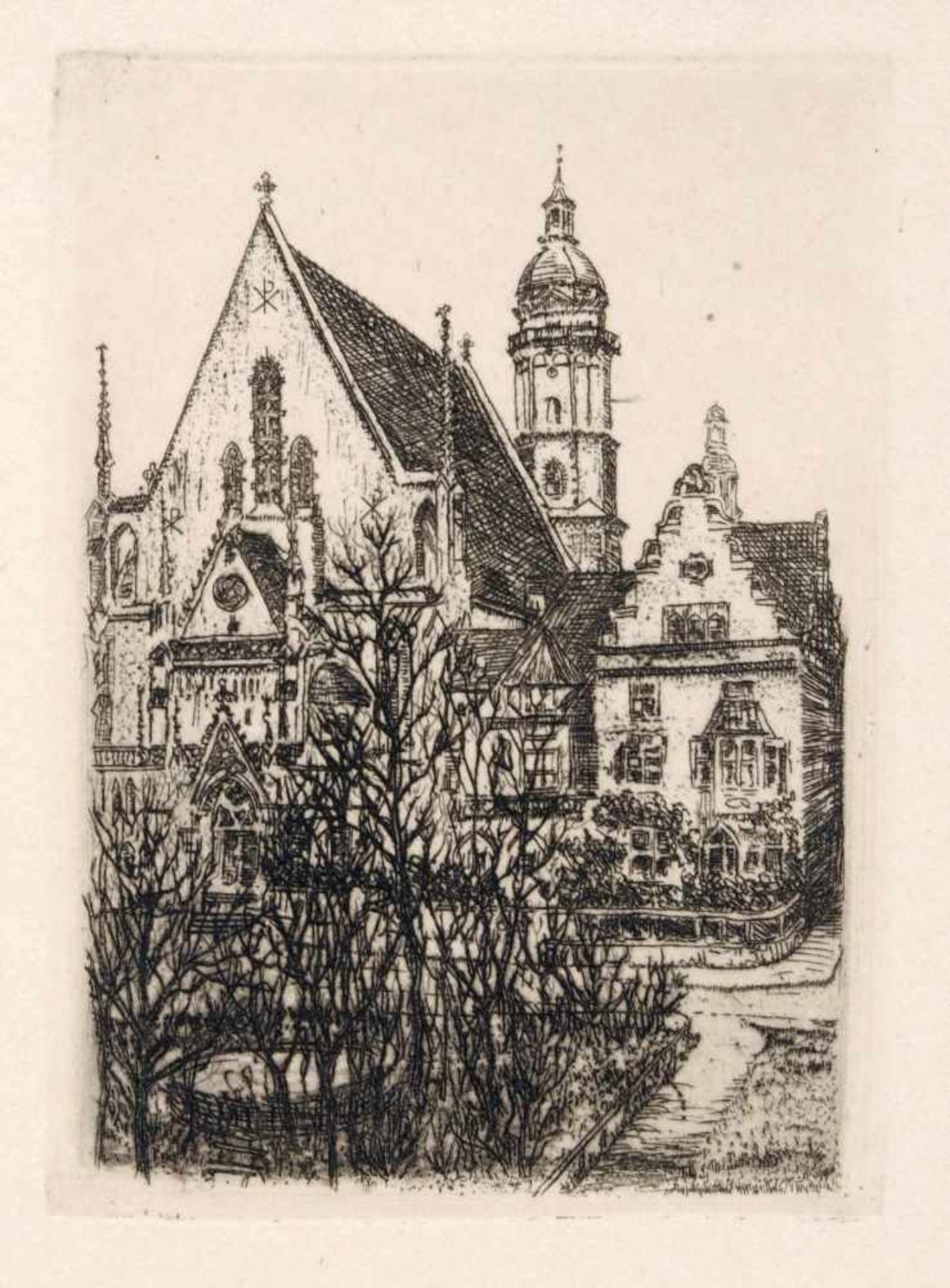 Hans Kirst, Elf Sächsische Ansichten (u.a. Gohliser Schlösschen/Thomaskirche Leipzig, Riesa, - Bild 2 aus 13