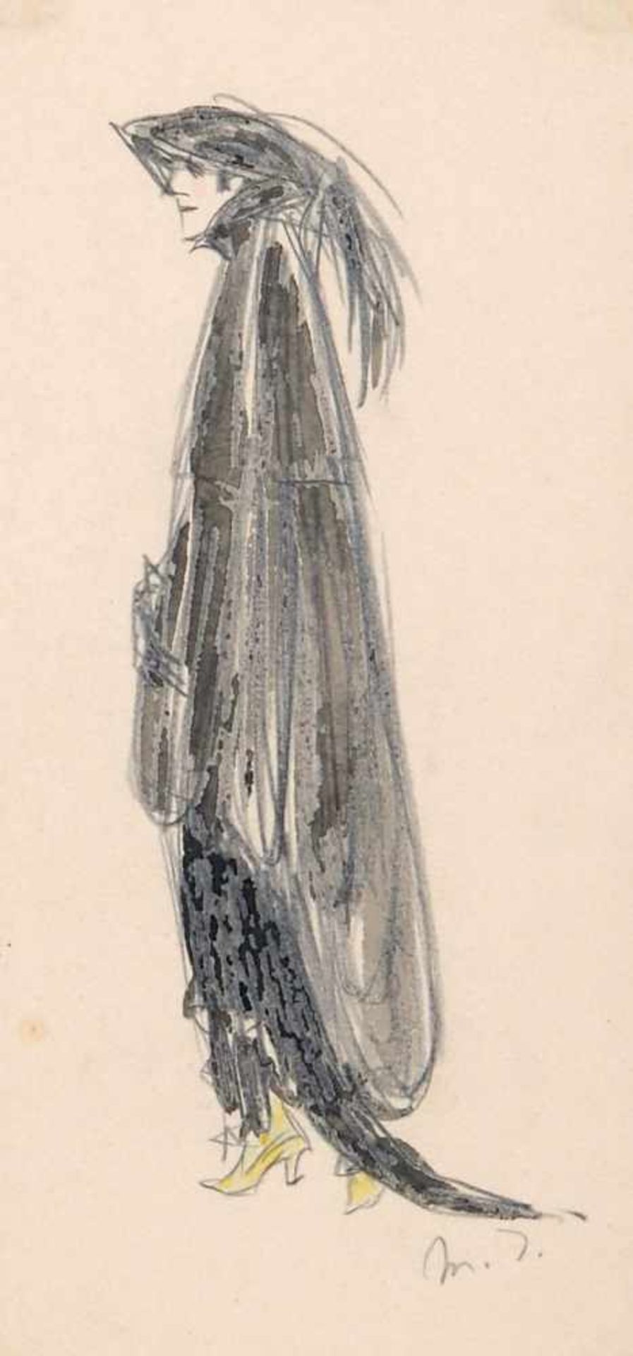 Margarete Junge, Modezeichnungen. 1920er Jahre. Bleistiftzeichnungen und Aquarell sowie eine - Bild 2 aus 5