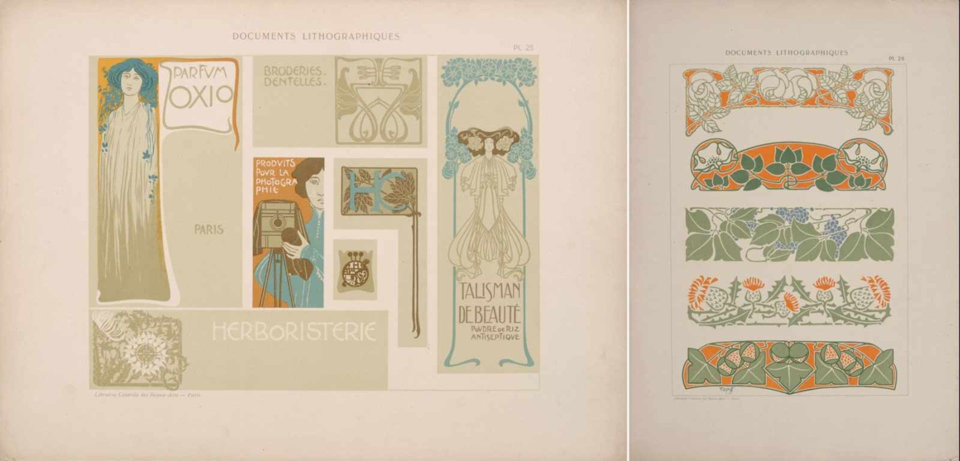 Alphonse Mucha und andere französische Künstler "Documents Lithographiques". Um 1900. Lithografien - Bild 16 aus 24