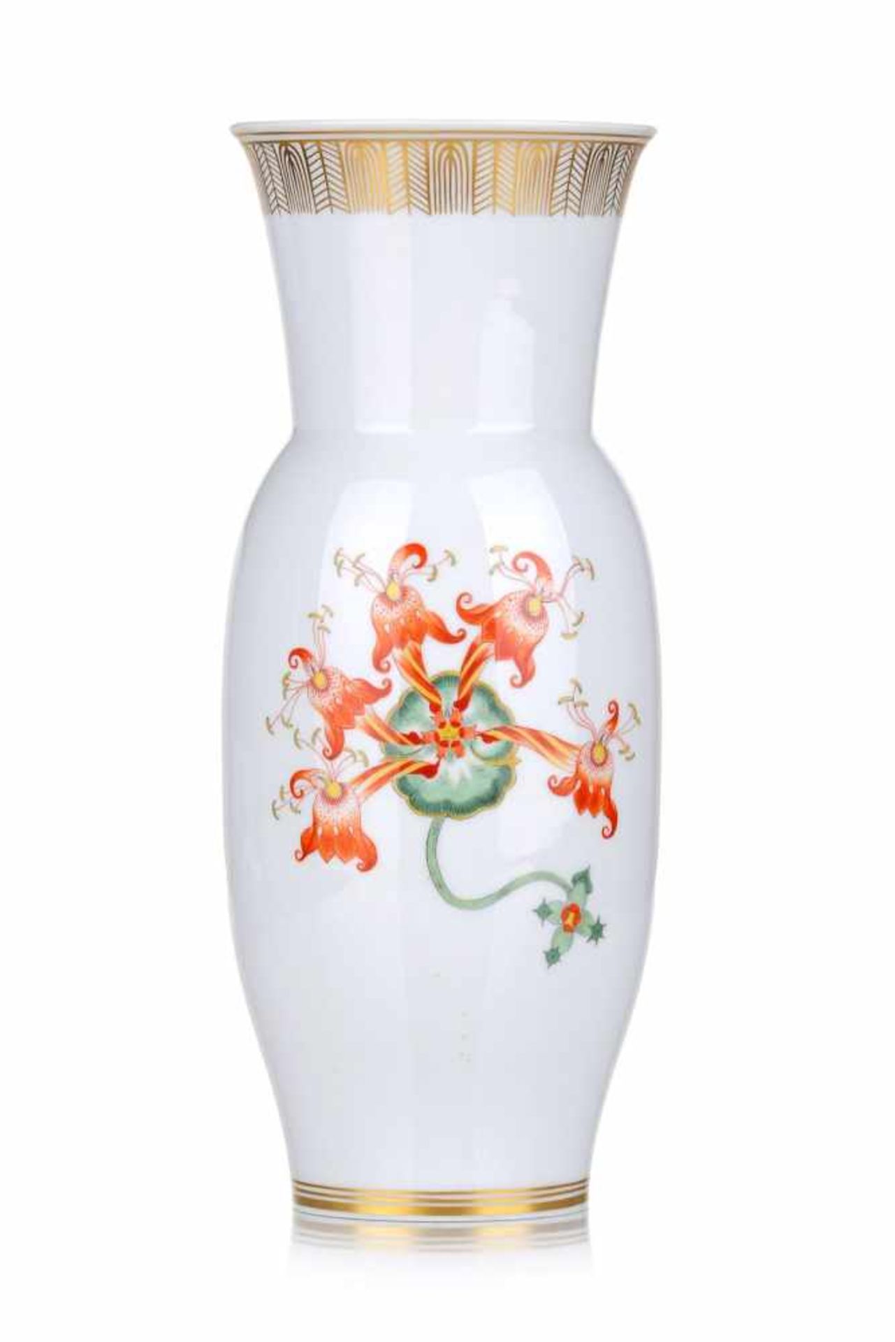 Hohe Vase "Stilisiertes Floraldekor". Meissen. 1972. Porzellan, glasiert und in polychromen - Bild 2 aus 2