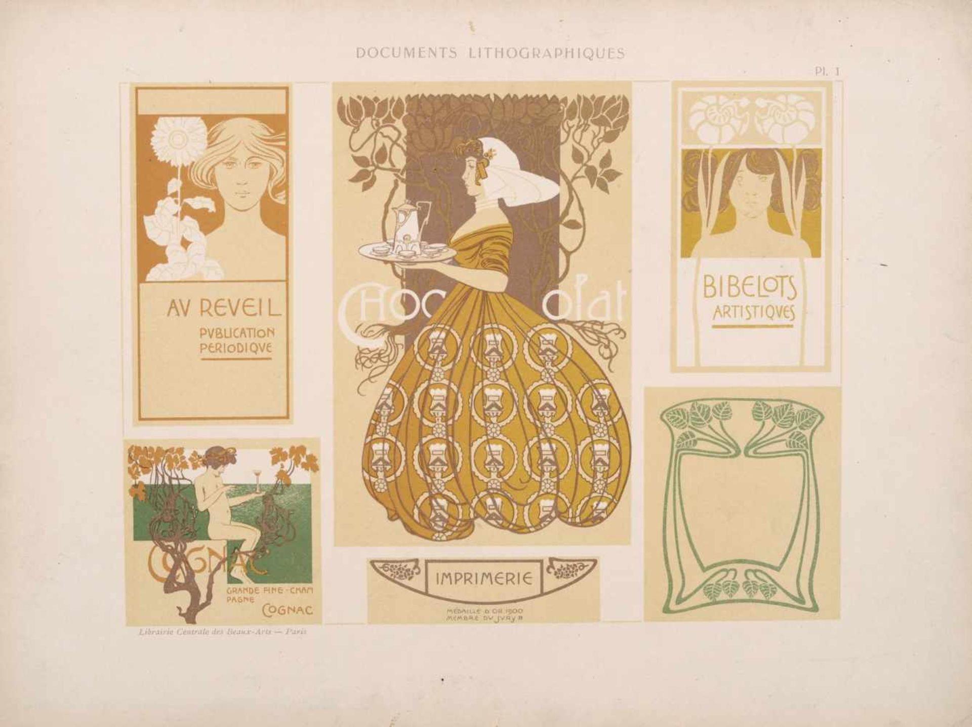 Alphonse Mucha und andere französische Künstler "Documents Lithographiques". Um 1900. Lithografien - Bild 2 aus 24