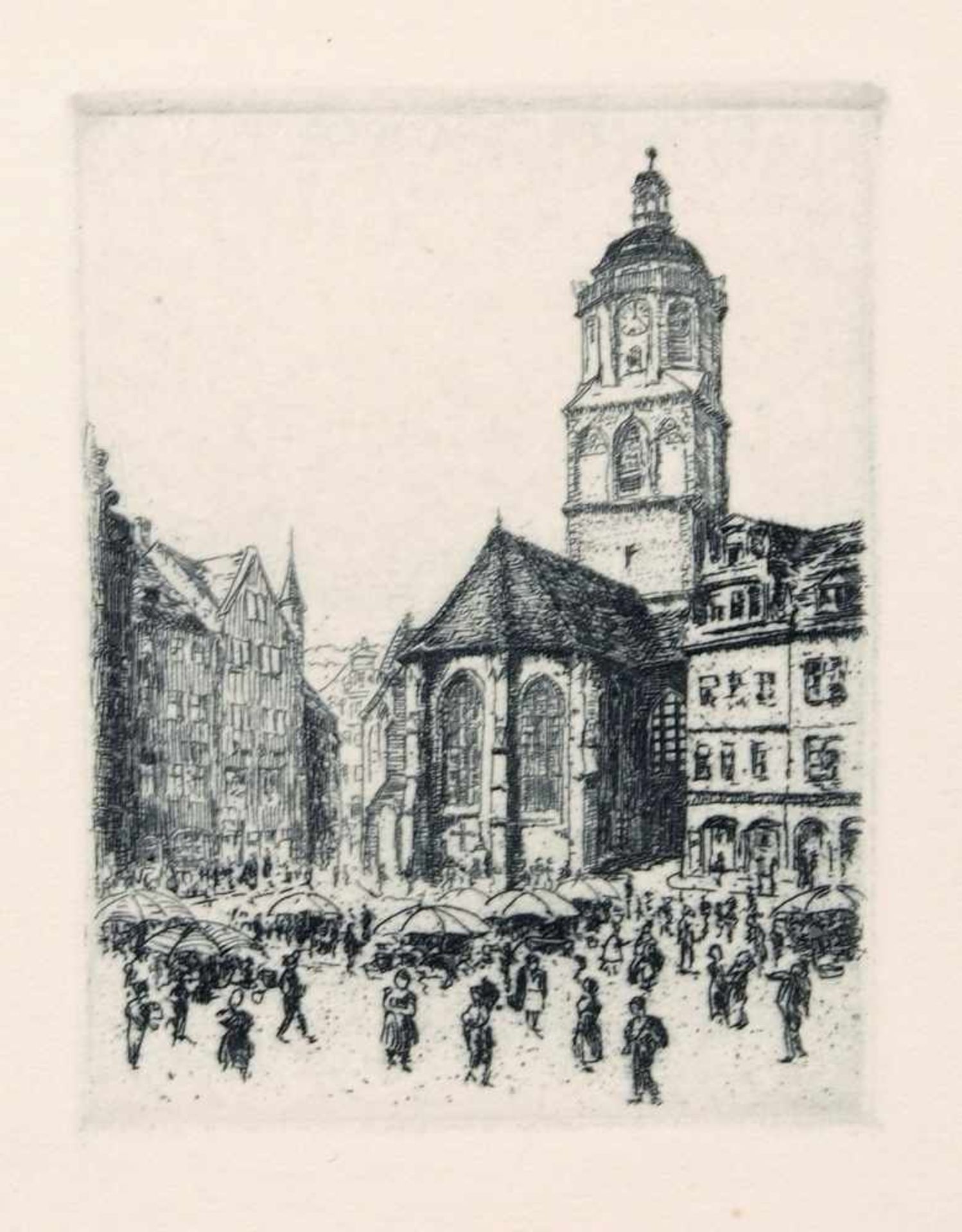 Hans Kirst, Sieben Ansichten von Meißen (Dom, Leinenwebergasse, Rote Stufen, Frauenkirche). Um 1956. - Bild 4 aus 7