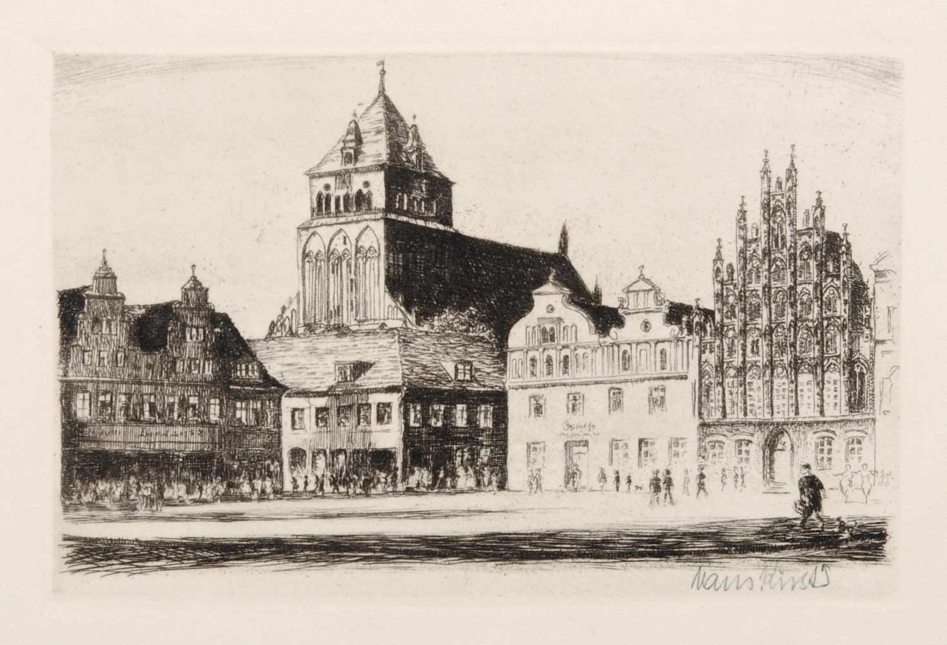 Hans Kirst, Drei Ansichten von Stendal (Markt mit St. Marien, Stadttor) und eine Ansicht von - Bild 4 aus 7