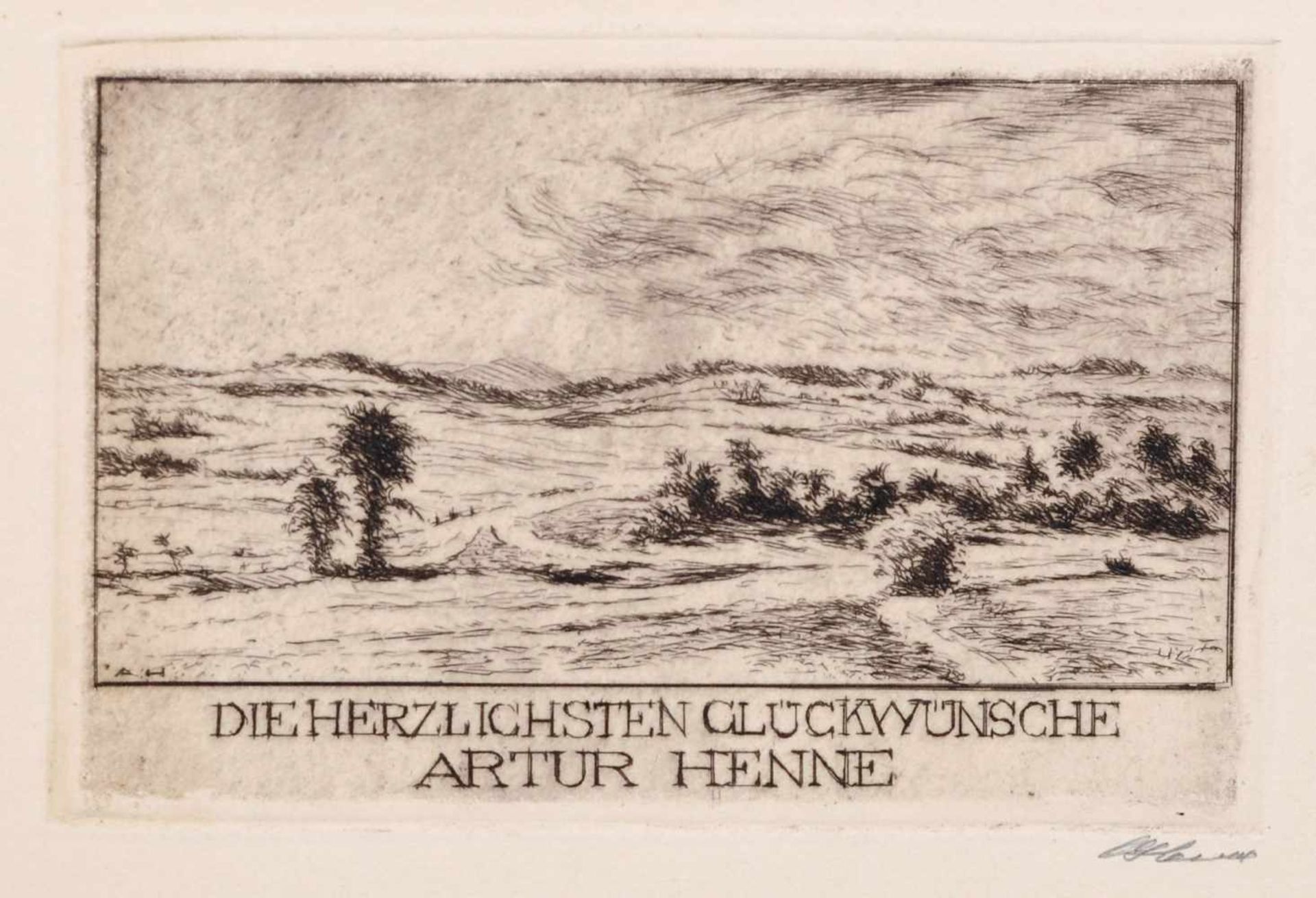 Artur Henne "Die alte Brücke" / Drei Landschaftsdarstellungen / Zwei Autographen. 1920er Jahre. - Bild 6 aus 11