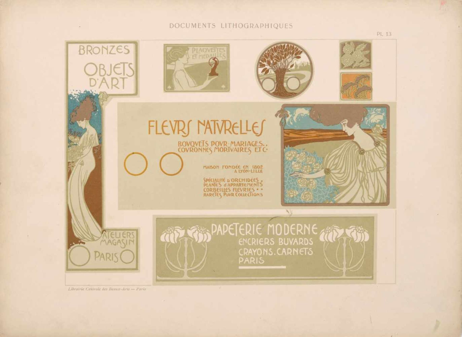 Alphonse Mucha und andere französische Künstler "Documents Lithographiques". Um 1900. Lithografien - Bild 9 aus 24