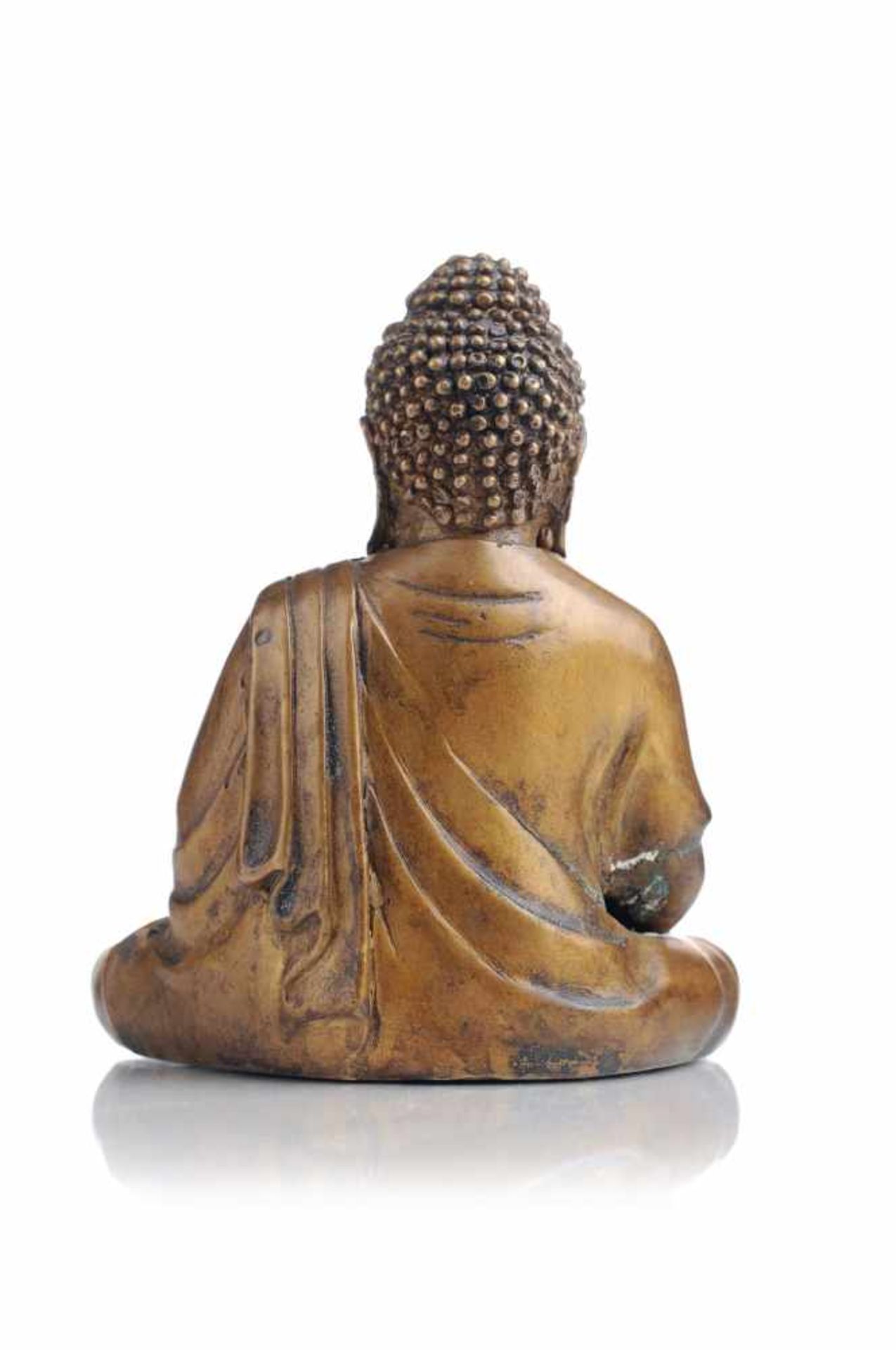 Sitzender Buddha. Wohl 1920er Jahre. Bronze, gegossen und verbödet. Sitzender Buddha im Dhyana - Bild 2 aus 2