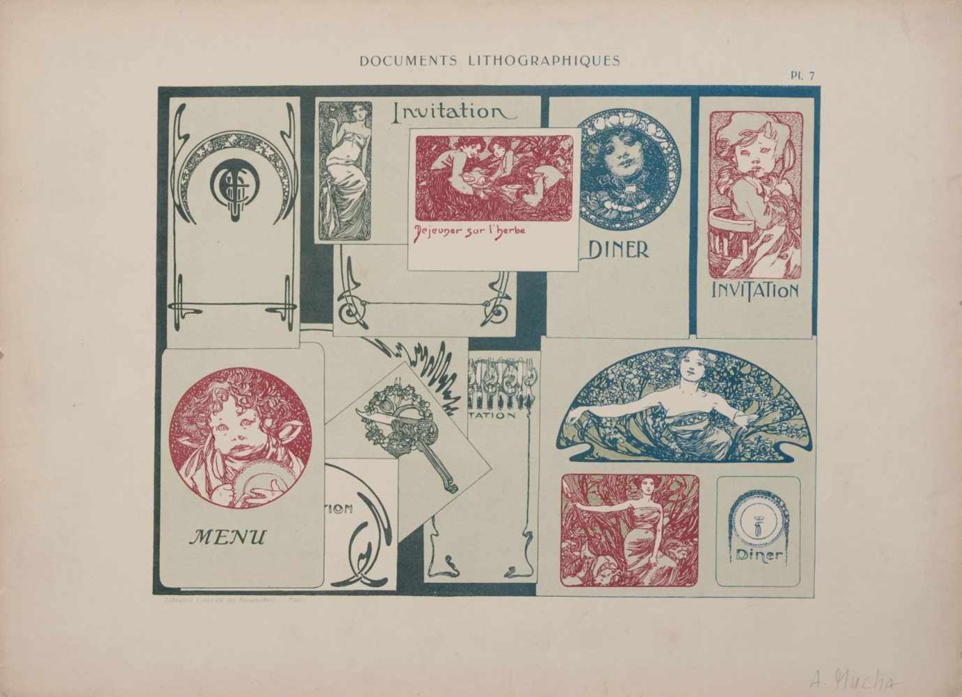 Alphonse Mucha und andere französische Künstler "Documents Lithographiques". Um 1900. Lithografien - Bild 6 aus 24