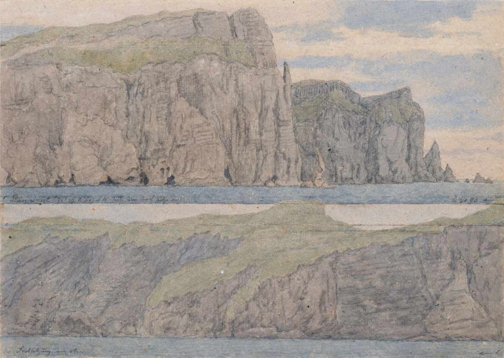 Oscar von Alvensleben, Drei Ansichten der Bäreninsel (Bjørnøya). 1893. Aquarelle über - Bild 2 aus 3