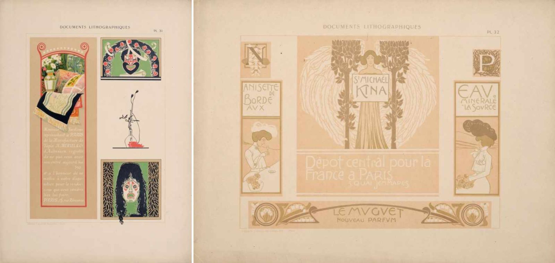 Alphonse Mucha und andere französische Künstler "Documents Lithographiques". Um 1900. Lithografien - Bild 20 aus 24
