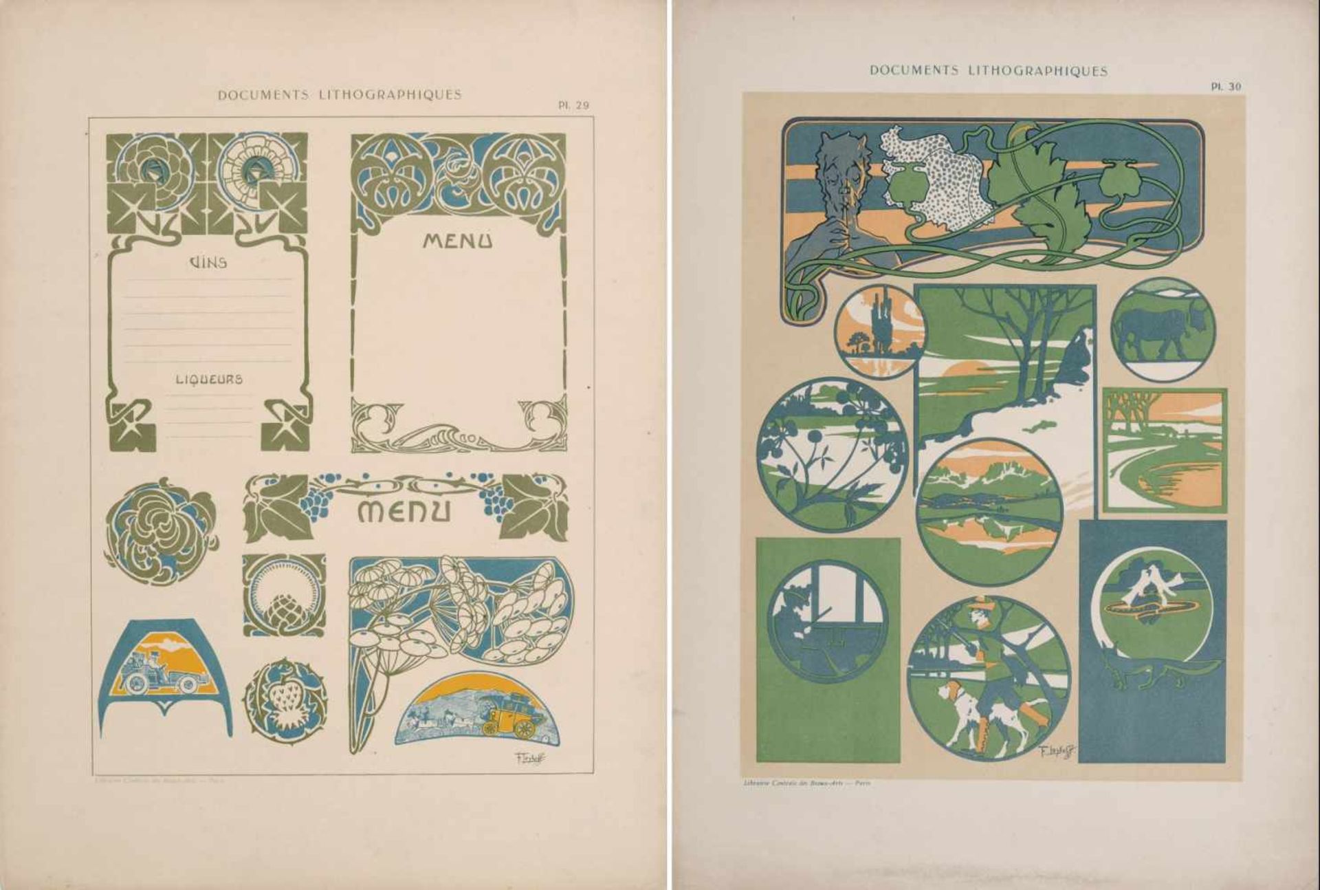 Alphonse Mucha und andere französische Künstler "Documents Lithographiques". Um 1900. Lithografien - Bild 19 aus 24